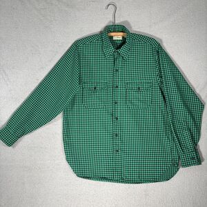 Vintage LL Bean Flannel Shirt Men’s Size‎ L Allagash Green Black Gingham Plaid